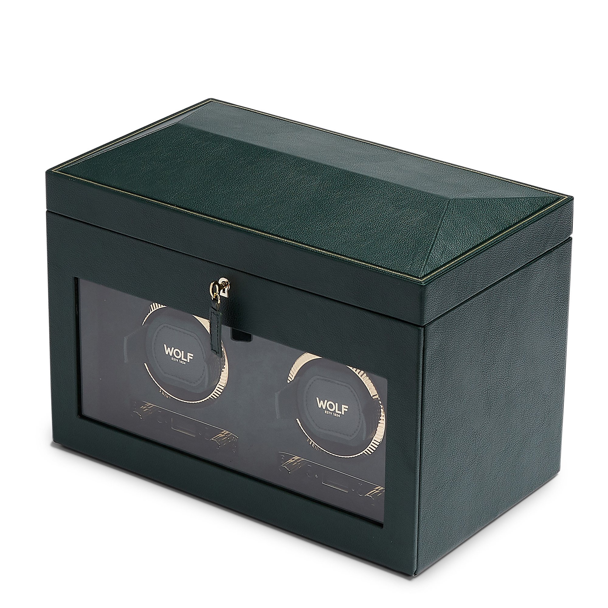 British Racing Green 2 Piece Watch Winder with Storage WOLF 792241